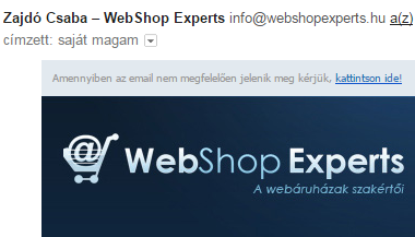 Webshop Experts email feladó mező