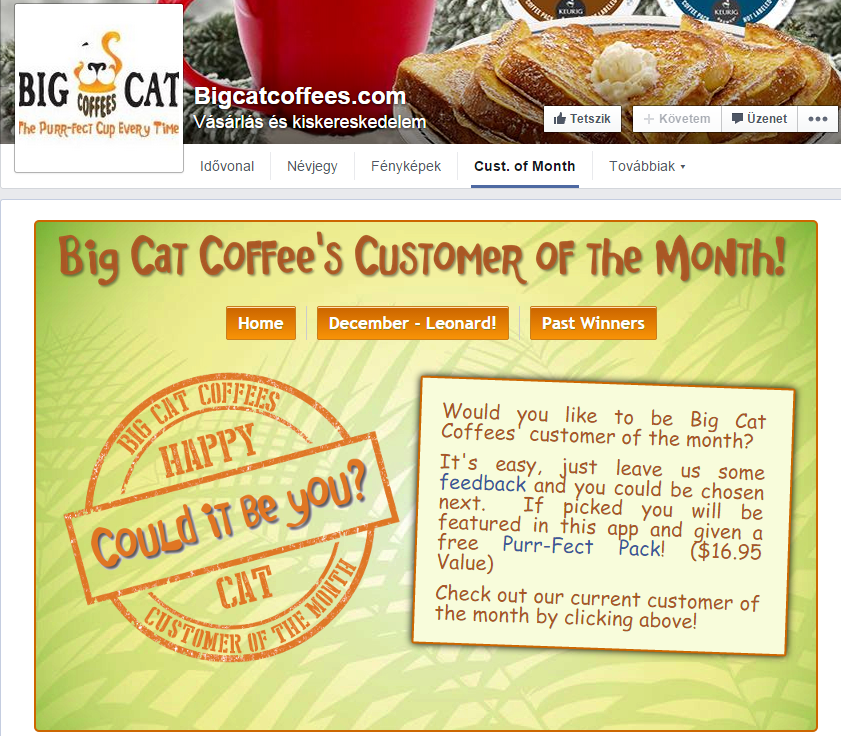 Bigcatcoffees Hónap vásárlója fül